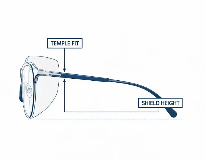 Side shields specification worksheet illustration, not a premises map