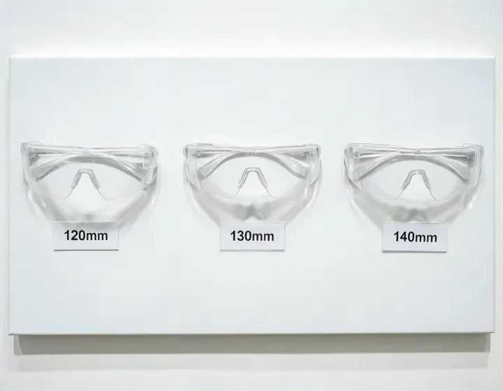 Protective side shields for glasses application board illustration
